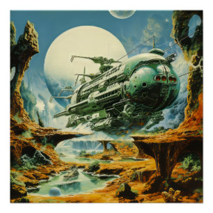 Retro Science Fiction Scene Poster