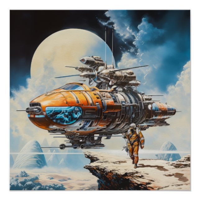 Retro Science Fiction Scene Poster (Front)