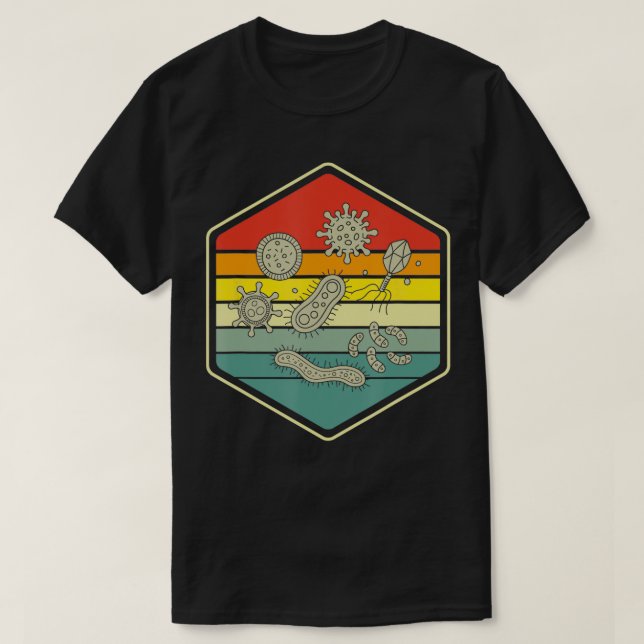 Retro Science Nerd Gift Microbiology Bacteria Biol T-Shirt (Design Front)