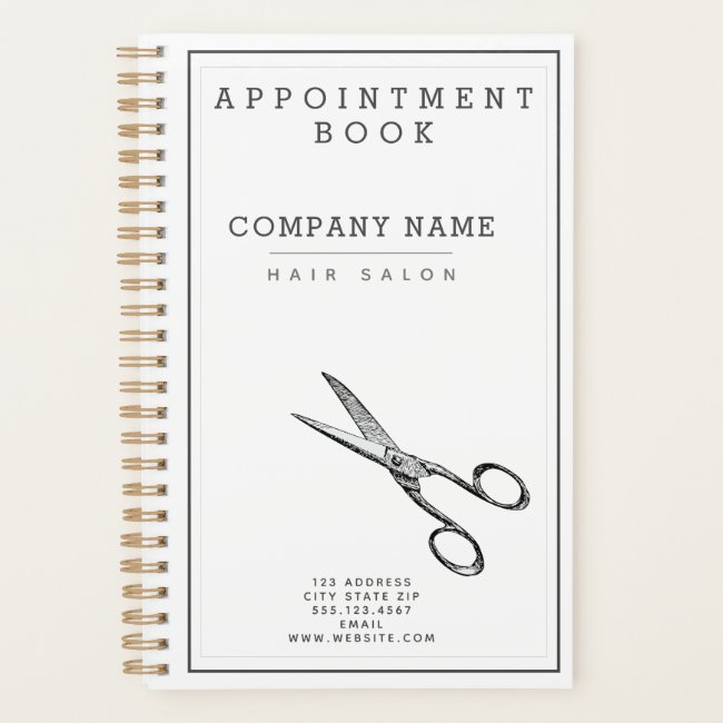 Retro Scissors Hairsalon Appointment Book /