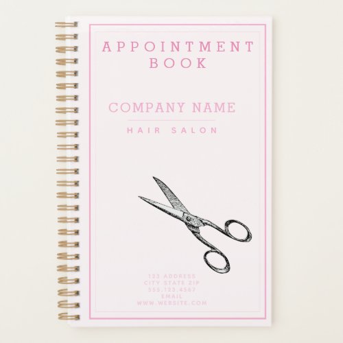 Retro Scissors _ Pink Hairsalon Appointment Book Planner