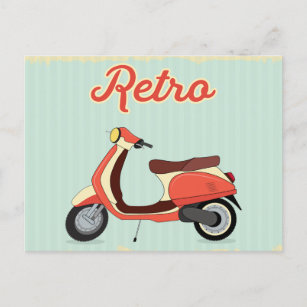 Retro Scooter bike vintage postcard