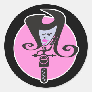 retro scooter biker chic classic round sticker