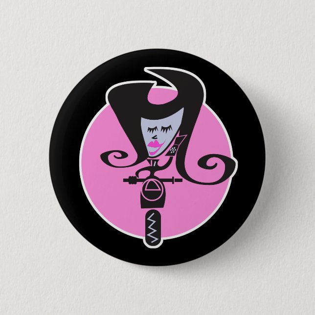 retro scooter biker chic pinback button (Front)