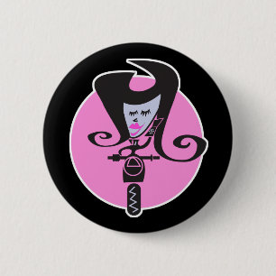 retro scooter biker chic pinback button