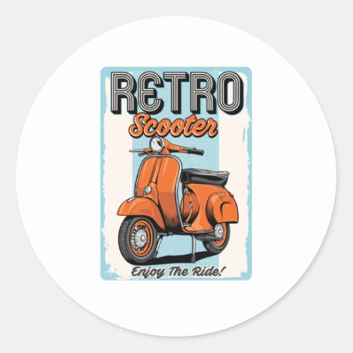 Retro Scooter Classic Round Sticker