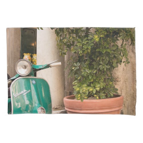 Retro Scooter in Amalfi 1 travel wall art  Pillow Case