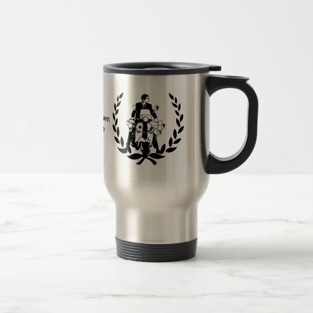 Retro Scooter rider on laurel customizable Travel Mug (Right)