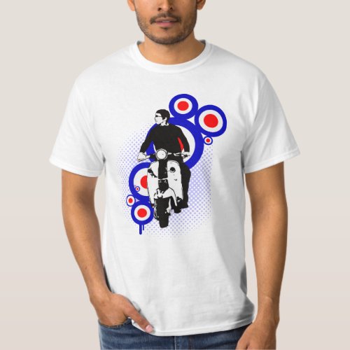 Retro Scooter Rider on Mod Target art T_Shirt