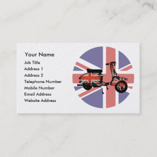 Retro scooter weathered Union jack design Business Card