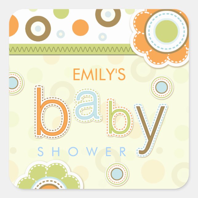 Retro Scrapbook Baby Shower stickers (Front)