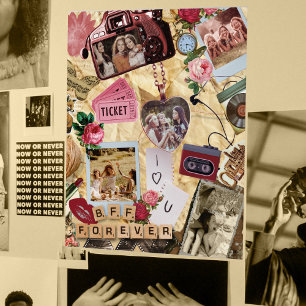Retro Scrapbook Best Friends Forever Photo Collage Poster