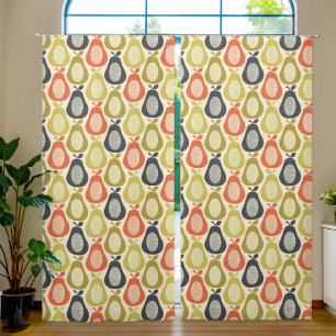Retro Scribble Pears Pattern Blackout Curtains