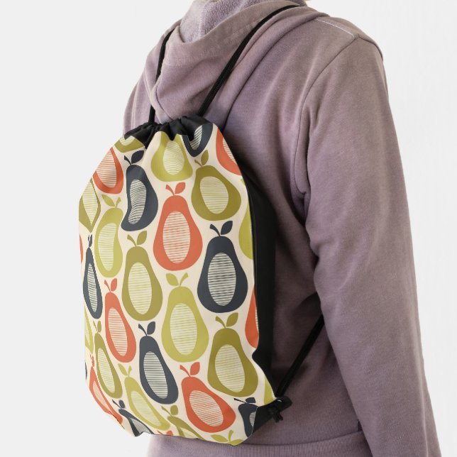 Retro Scribble Pears Pattern Drawstring Bag (Insitu)