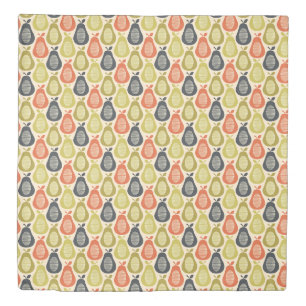 Retro Scribble Pears Pattern Duvet Cover