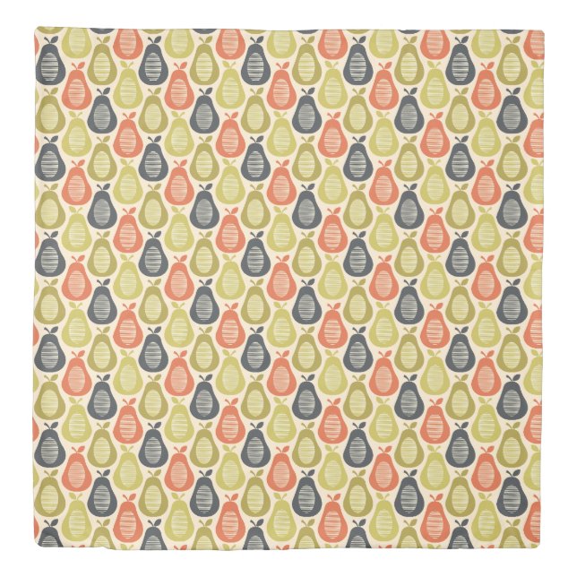 Retro Scribble Pears Pattern Duvet Cover (Front)
