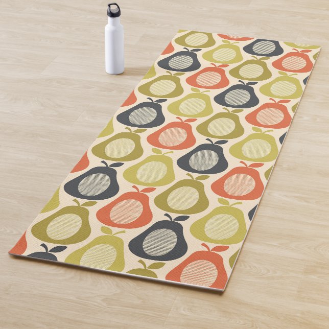 Retro Scribble Pears Pattern Yoga Mat (In Situ)