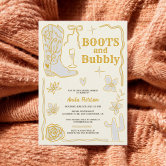 Boots & Bubbly Hand Drawn Bridal Shower Invitation