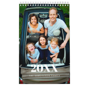 Retro script 2026 family photo calendar