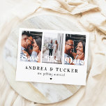 Retro Script 3 Photo Collage Wedding Save The Date Postcard<br><div class="desc">Surprise your friends & family with these elegant postcards,  featuring 3 custom photos & text of your choice. Easily add your own info and pictures by clicking on the "personalize" option.</div>