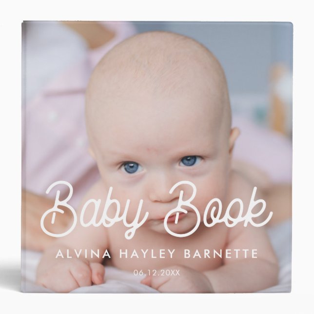 Retro script Baby Book photo album 3 Ring Binder (Front)