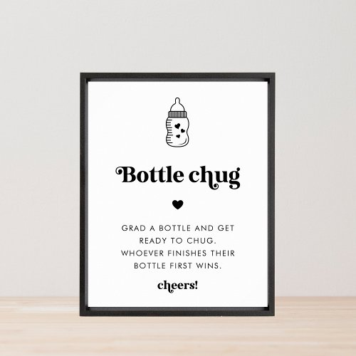 Retro Script Baby Shower Bottle Chug Game Sign