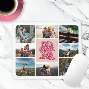 Retro Script Best Mom Ever Photo Collage Mouse Pad