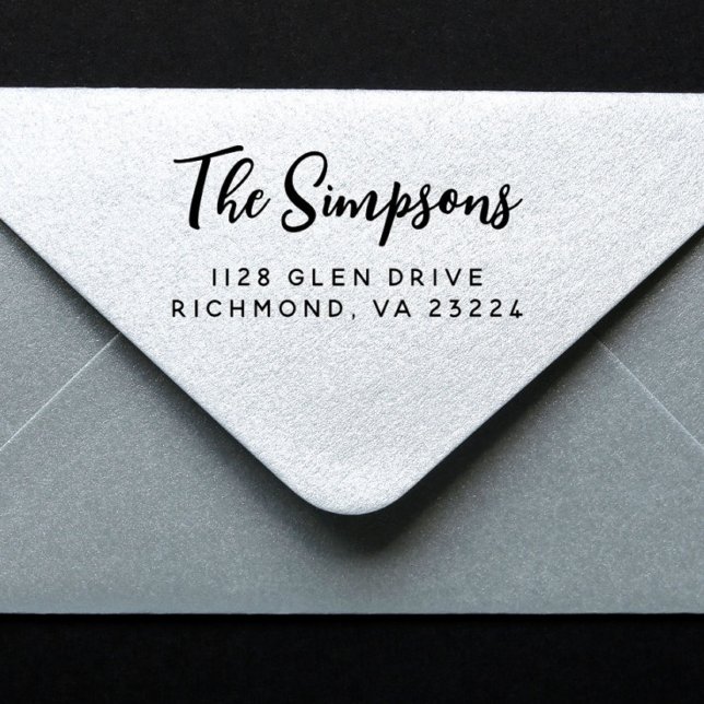Retro Script Family Name Return Address Self-inking Stamp (Creator Uploaded)