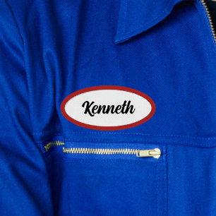 Retro Script Font Car Mechanic Staff Employee Name Patch