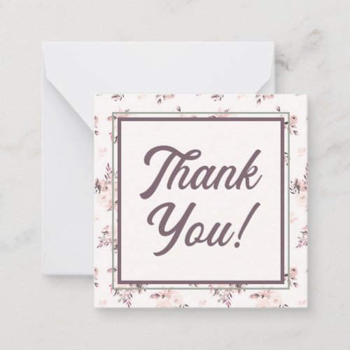 Retro Script Font with Blush Pink Floral Thank You Note Card