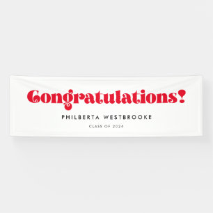 Retro script Graduation party Congratulations Banner