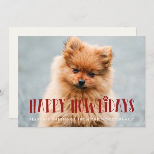 Retro script Happy Howlidays Dog photo Holiday Card