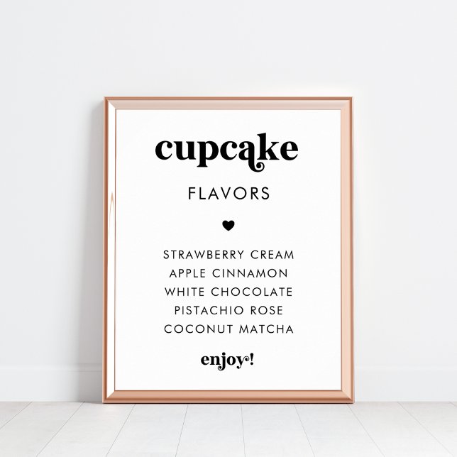 Retro Script Heart Cupcake Flavors Wedding Sign (Creator Uploaded)