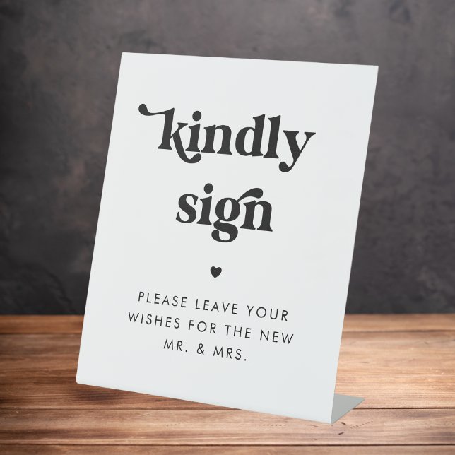 Retro Script Heart Kindly Sign Guest Book Wedding (Creator Uploaded)
