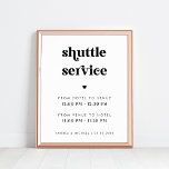 Retro Script &amp; Heart Shuttle Service Wedding Sign at Zazzle
