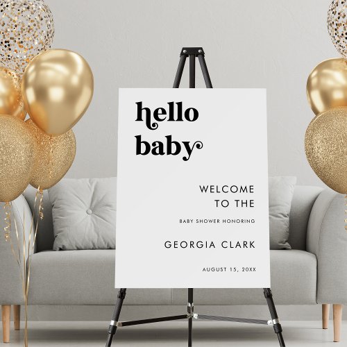Retro Script Hello Baby Baby Shower Welcome Sign