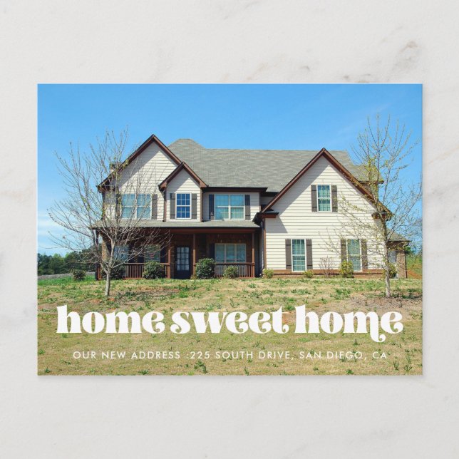 Retro script Home sweet home moving announcement Postcard (Front)