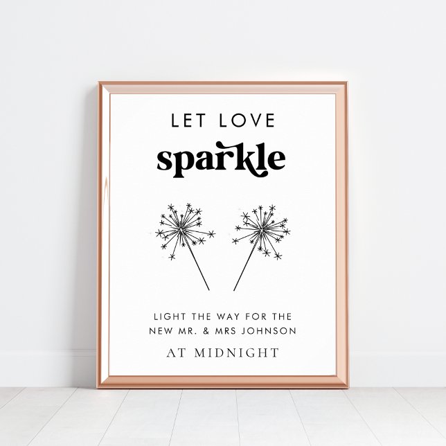 Retro Script Let Love Sparkle Wedding Sendoff Sign (Creator Uploaded)