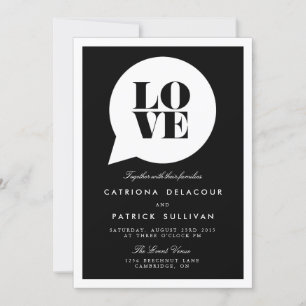 RETRO SCRIPT LOVE SPEECH BUBBLE WEDDING INVITATION