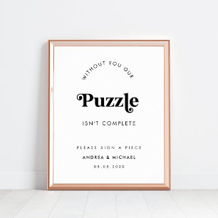 Retro Script Minimalist Guestbook Wedding Sign