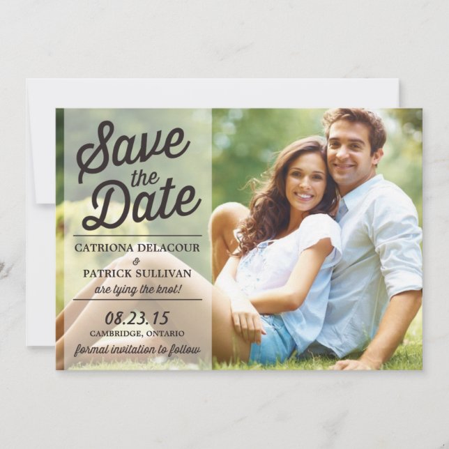 Retro Script Overlay | Save the Date Announcement (Front)