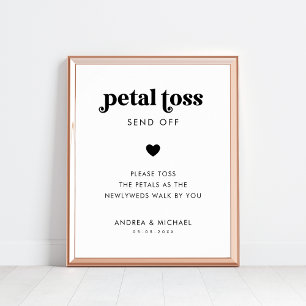 Retro Script Petal Toss Send Off Wedding Sign