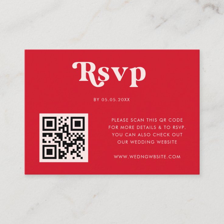 Retro Script & Photo Custom QR Code Wedding RSVP Enclosure Card Zazzle