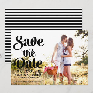 Retro Script Photo Save the Date Announcement