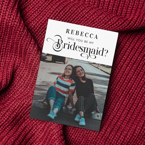 Retro Script  Photo Vintage Bridesmaid Proposal Announcement