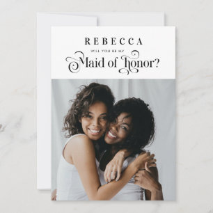 Retro Script Photo Vintage Maid of Honor Proposal Announcement