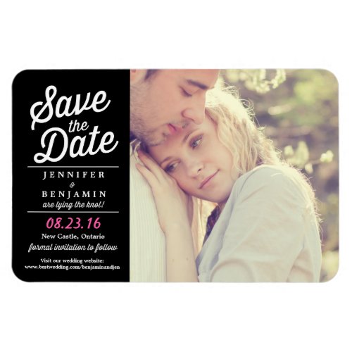 Retro Script Save the Date Photo Magnet