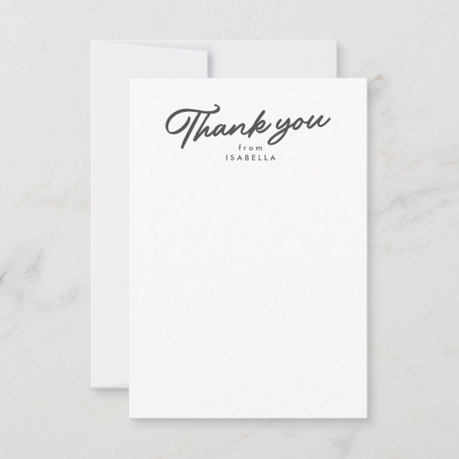 Retro script simple gray graduation thank you card (Front)