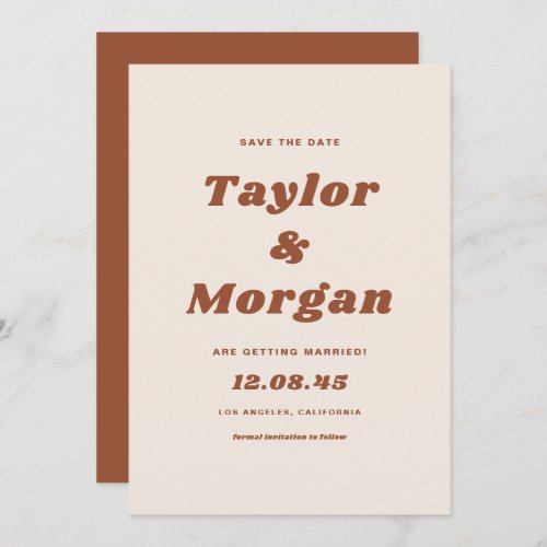 Retro Script Terracotta Save The Date