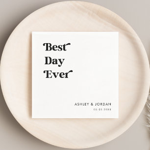 Retro Script Typography Best Day Ever Wedding Napkins